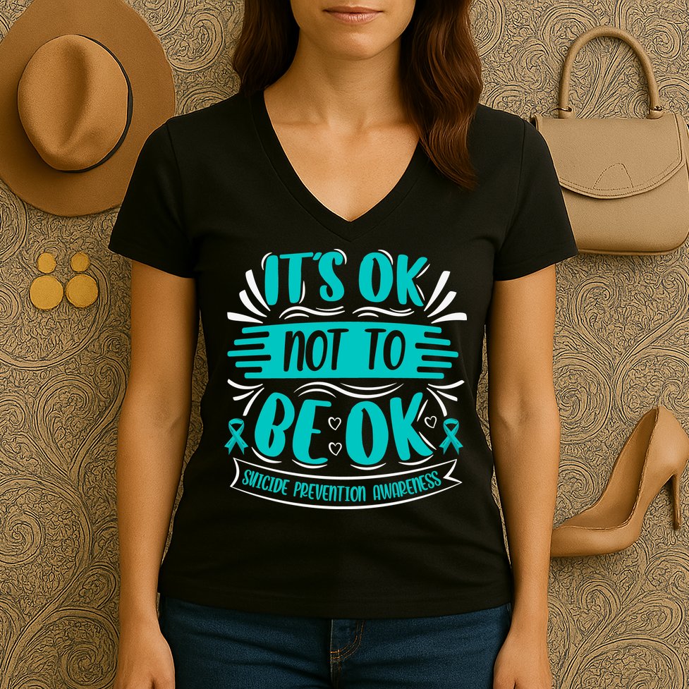 It's Ok Not To Be Ok Suicide Prevention Awareness Women's V-Neck T-Shirt