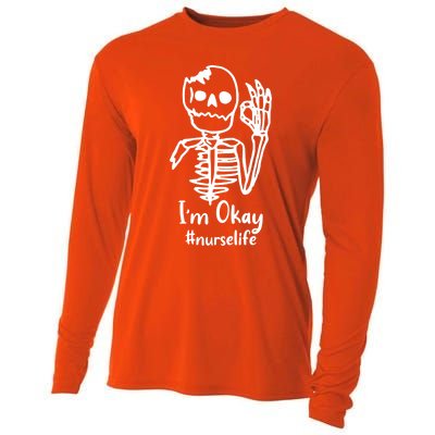 IM Okay Nurse Life Funny Skeleton Great Gift Cooling Performance Long Sleeve Crew