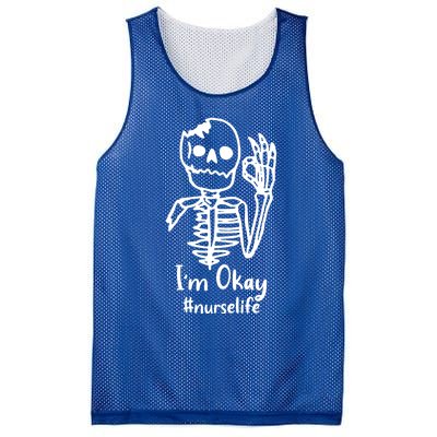 IM Okay Nurse Life Funny Skeleton Great Gift Mesh Reversible Basketball Jersey Tank