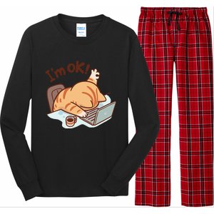 IM Ok Okay Cute Cat IM Fine Long Sleeve Pajama Set