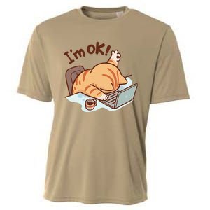 IM Ok Okay Cute Cat IM Fine Cooling Performance Crew T-Shirt