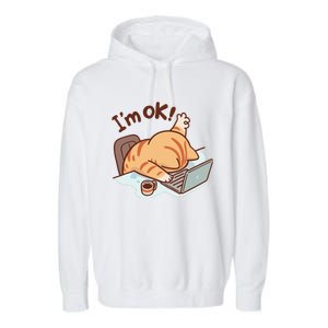 IM Ok Okay Cute Cat IM Fine Garment-Dyed Fleece Hoodie