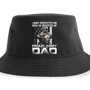 I Once Protected Him Now He Protects Me Proud Army Dad Sustainable Bucket Hat