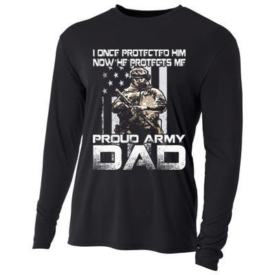 I Once Protected Him Now He Protects Me Proud Army Dad Cooling Performance Long Sleeve Crew