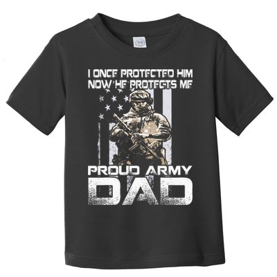 I Once Protected Him Now He Protects Me Proud Army Dad Toddler T-Shirt