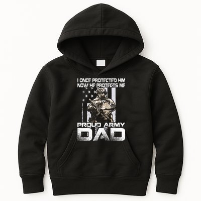 I Once Protected Him Now He Protects Me Proud Army Dad Kids Hoodie