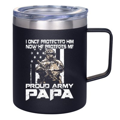 I Once Protected Him Now He Protects Me Proud Army Papa 12oz Stainless Steel Coffee Mug
