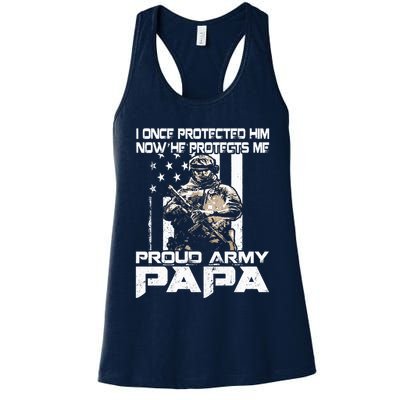 I Once Protected Him Now He Protects Me Proud Army Papa Womens Tank Top