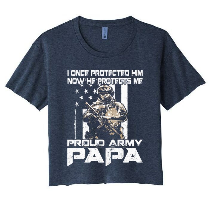I Once Protected Him Now He Protects Me Proud Army Papa Crop Top