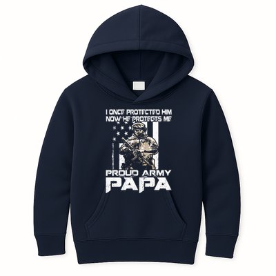 I Once Protected Him Now He Protects Me Proud Army Papa Kids Hoodie