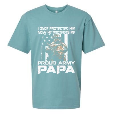 I Once Protected Him Now He Protects Me Proud Army Papa Sueded Cloud Jersey T-Shirt