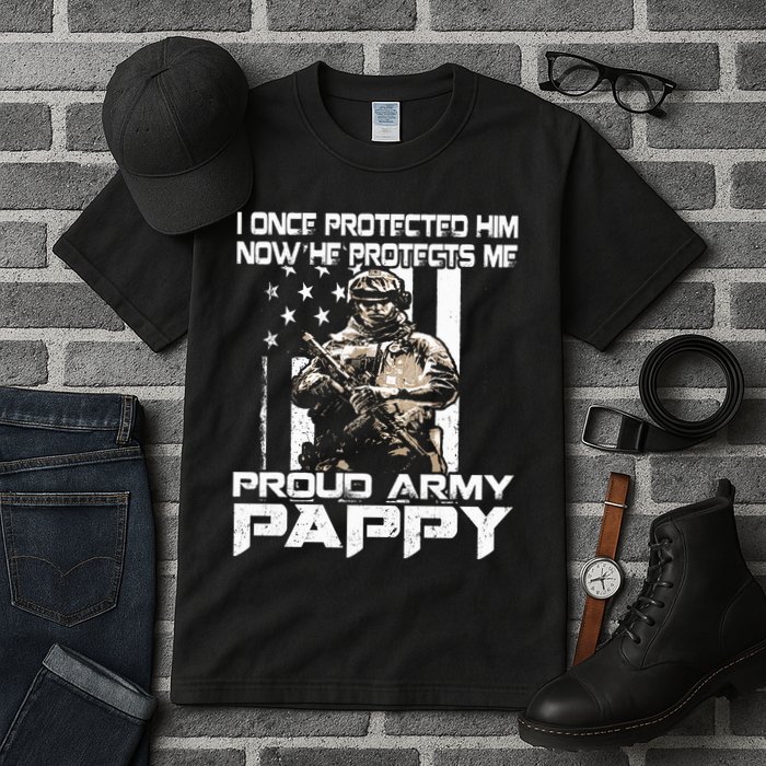 I Once Protected Him Now He Protects Me Proud Army Pappy Tall T-Shirt