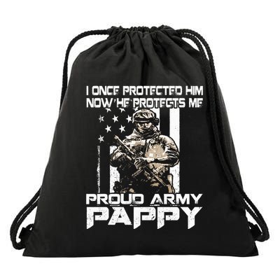 I Once Protected Him Now He Protects Me Proud Army Pappy Drawstring Bag