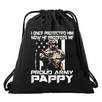 I Once Protected Him Now He Protects Me Proud Army Pappy Drawstring Bag