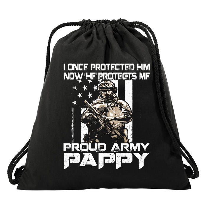 I Once Protected Him Now He Protects Me Proud Army Pappy Drawstring Bag