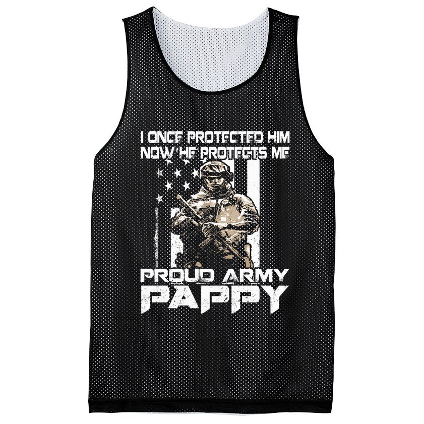 I Once Protected Him Now He Protects Me Proud Army Pappy Mesh Reversible Basketball Jersey Tank