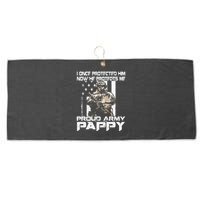 I Once Protected Him Now He Protects Me Proud Army Pappy Large Microfiber Waffle Golf Towel