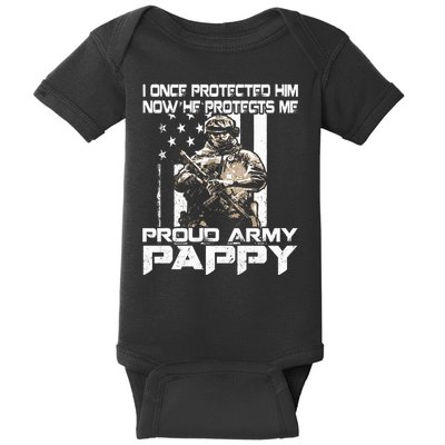 I Once Protected Him Now He Protects Me Proud Army Pappy Baby Bodysuit