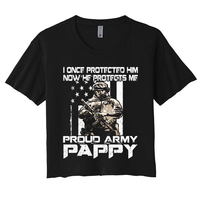 I Once Protected Him Now He Protects Me Proud Army Pappy Crop Top