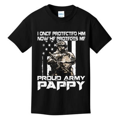 I Once Protected Him Now He Protects Me Proud Army Pappy Kids T-Shirt