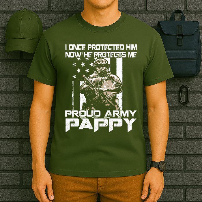 I Once Protected Him Now He Protects Me Proud Army Pappy T-Shirt