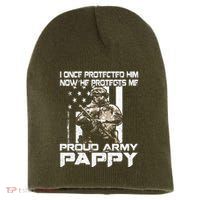 I Once Protected Him Now He Protects Me Proud Army Pappy Short Acrylic Beanie