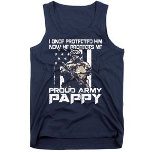 I Once Protected Him Now He Protects Me Proud Army Pappy Tank Top