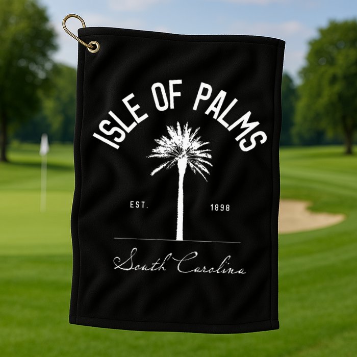 Isle Of Palms Sc Palm Tree Isle Of Palms Beach Gift Golf Towel