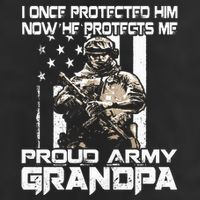 I Once Protected Him Now He Protects Me Proud Army Grandpa Garment-Dyed Fleece Hoodie