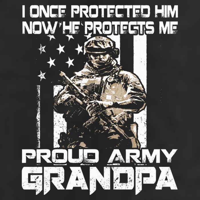 I Once Protected Him Now He Protects Me Proud Army Grandpa Garment-Dyed Fleece Hoodie