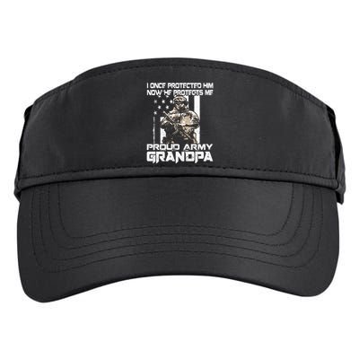 I Once Protected Him Now He Protects Me Proud Army Grandpa Adult Drive Performance Visor