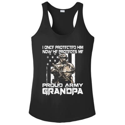 I Once Protected Him Now He Protects Me Proud Army Grandpa Ladies PosiCharge Competitor Racerback Tank