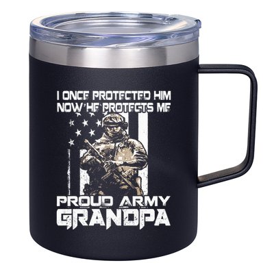 I Once Protected Him Now He Protects Me Proud Army Grandpa 12oz Stainless Steel Coffee Mug
