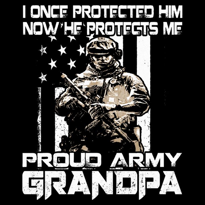 I Once Protected Him Now He Protects Me Proud Army Grandpa Cropped Pullover Crew