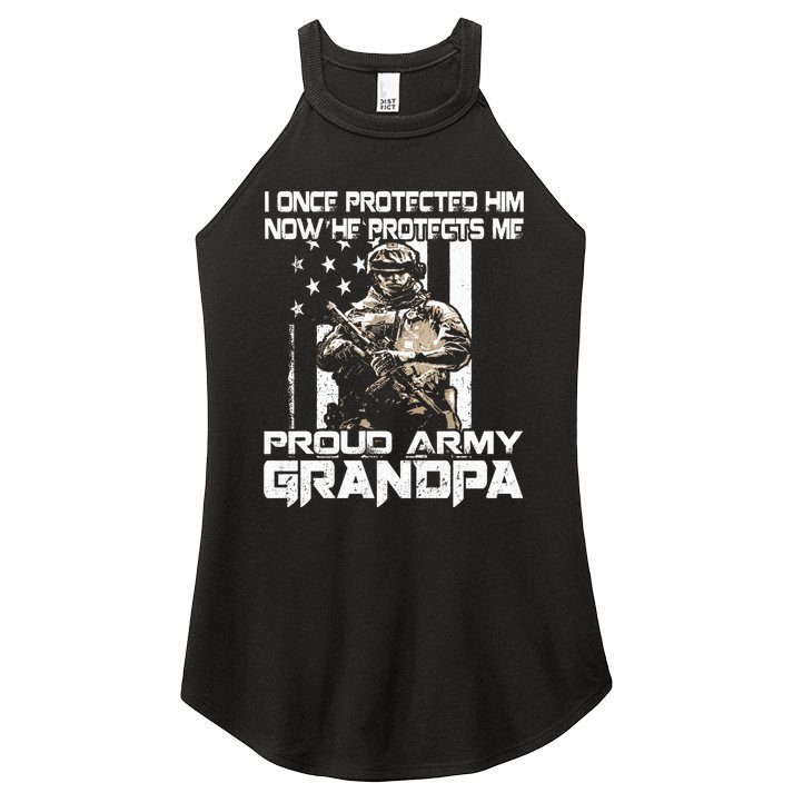I Once Protected Him Now He Protects Me Proud Army Grandpa Women's Perfect Tri Rocker Tank