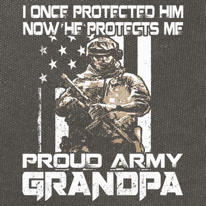 I Once Protected Him Now He Protects Me Proud Army Grandpa Cotton Canvas Backpack