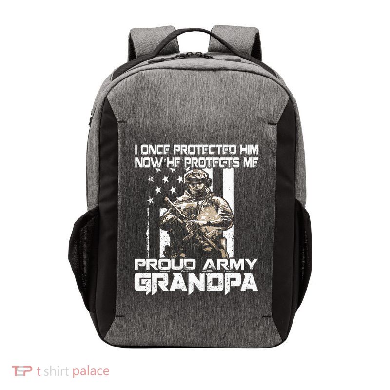 I Once Protected Him Now He Protects Me Proud Army Grandpa Vector Backpack