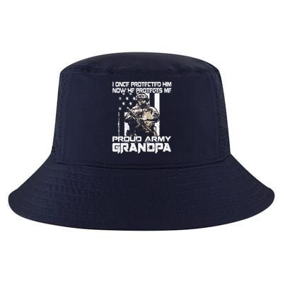 I Once Protected Him Now He Protects Me Proud Army Grandpa Cool Comfort Performance Bucket Hat