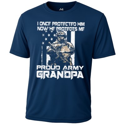 I Once Protected Him Now He Protects Me Proud Army Grandpa Performance Shirt