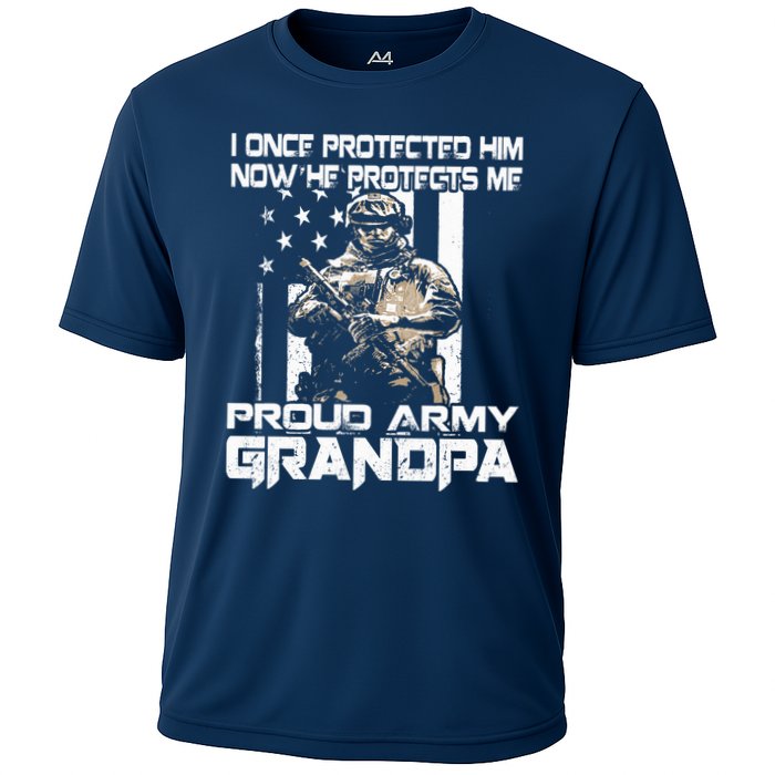I Once Protected Him Now He Protects Me Proud Army Grandpa Cooling Performance Crew T-Shirt
