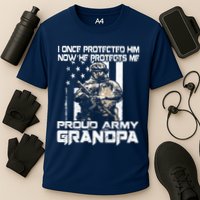 I Once Protected Him Now He Protects Me Proud Army Grandpa Cooling Performance Crew T-Shirt