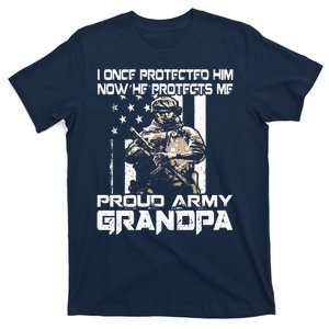 I Once Protected Him Now He Protects Me Proud Army Grandpa T-Shirt