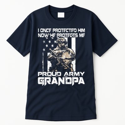 I Once Protected Him Now He Protects Me Proud Army Grandpa Tall T-Shirt