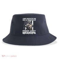 I Once Protected Him Now He Protects Me Proud Army Grandpa Sustainable Bucket Hat