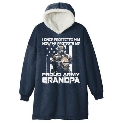 I Once Protected Him Now He Protects Me Proud Army Grandpa Hooded Wearable Blanket