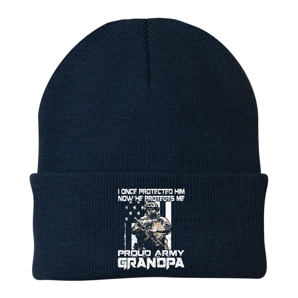 I Once Protected Him Now He Protects Me Proud Army Grandpa Beanie