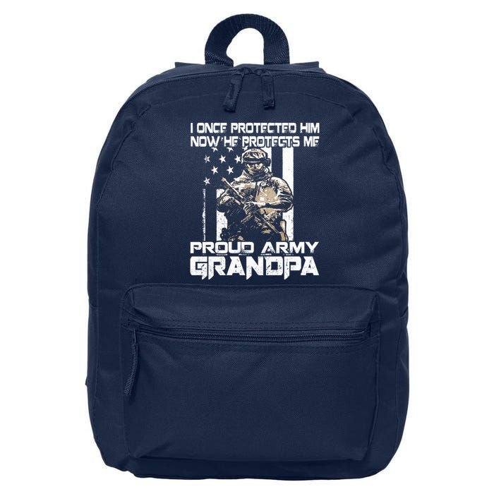 I Once Protected Him Now He Protects Me Proud Army Grandpa 16 in Basic Backpack