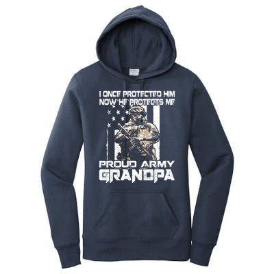 I Once Protected Him Now He Protects Me Proud Army Grandpa Women's Pullover Hoodie