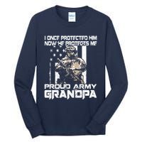I Once Protected Him Now He Protects Me Proud Army Grandpa Tall Long Sleeve T-Shirt