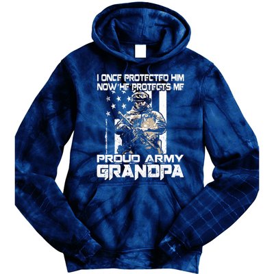 I Once Protected Him Now He Protects Me Proud Army Grandpa Tie Dye Hoodie